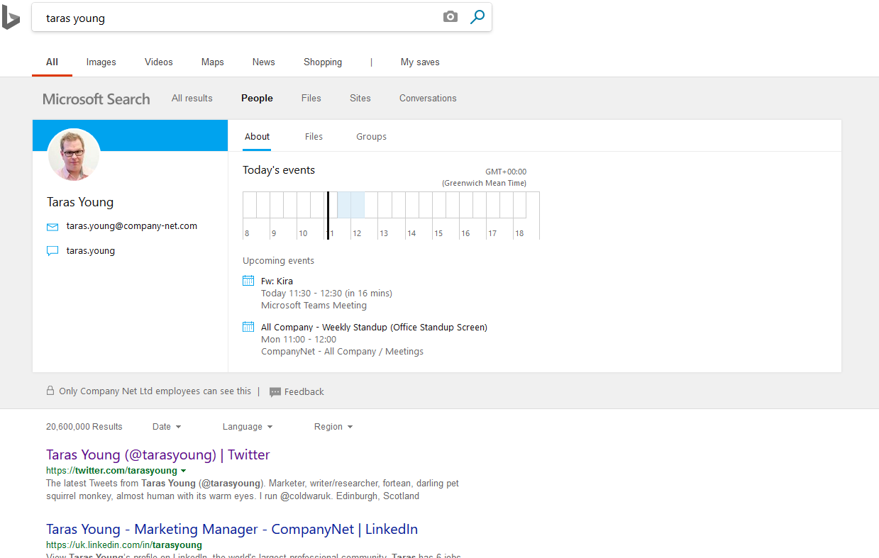 Personalised Office 365 results now appear in Bing with